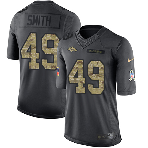 Nike Broncos #49 Dennis Smith Black Men's Stitched NFL Limited 2016 Salute to Service Jersey